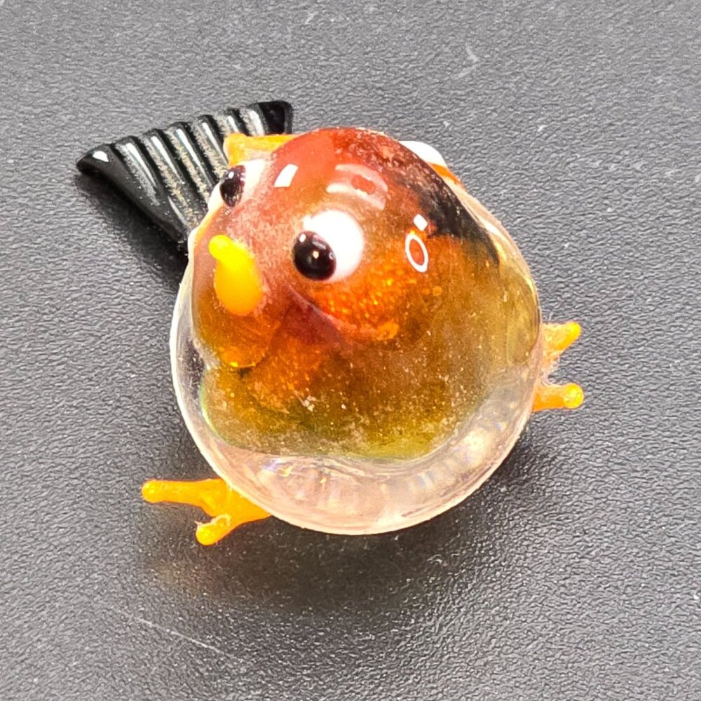 Handcrafted Miniature Glass Bird Figurine Orange & Black HS203 - Picture 5 of 10
